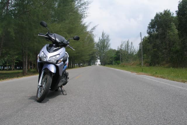 A Honda Click scooter in Thailand — the standard island rental