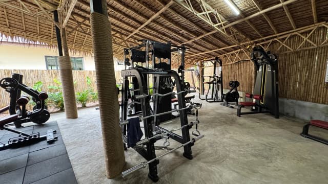 Gym equipment at SHI Phangan — cardio and free weights