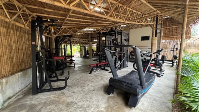 Inside the outdoor gym pavilion at SHI Phangan